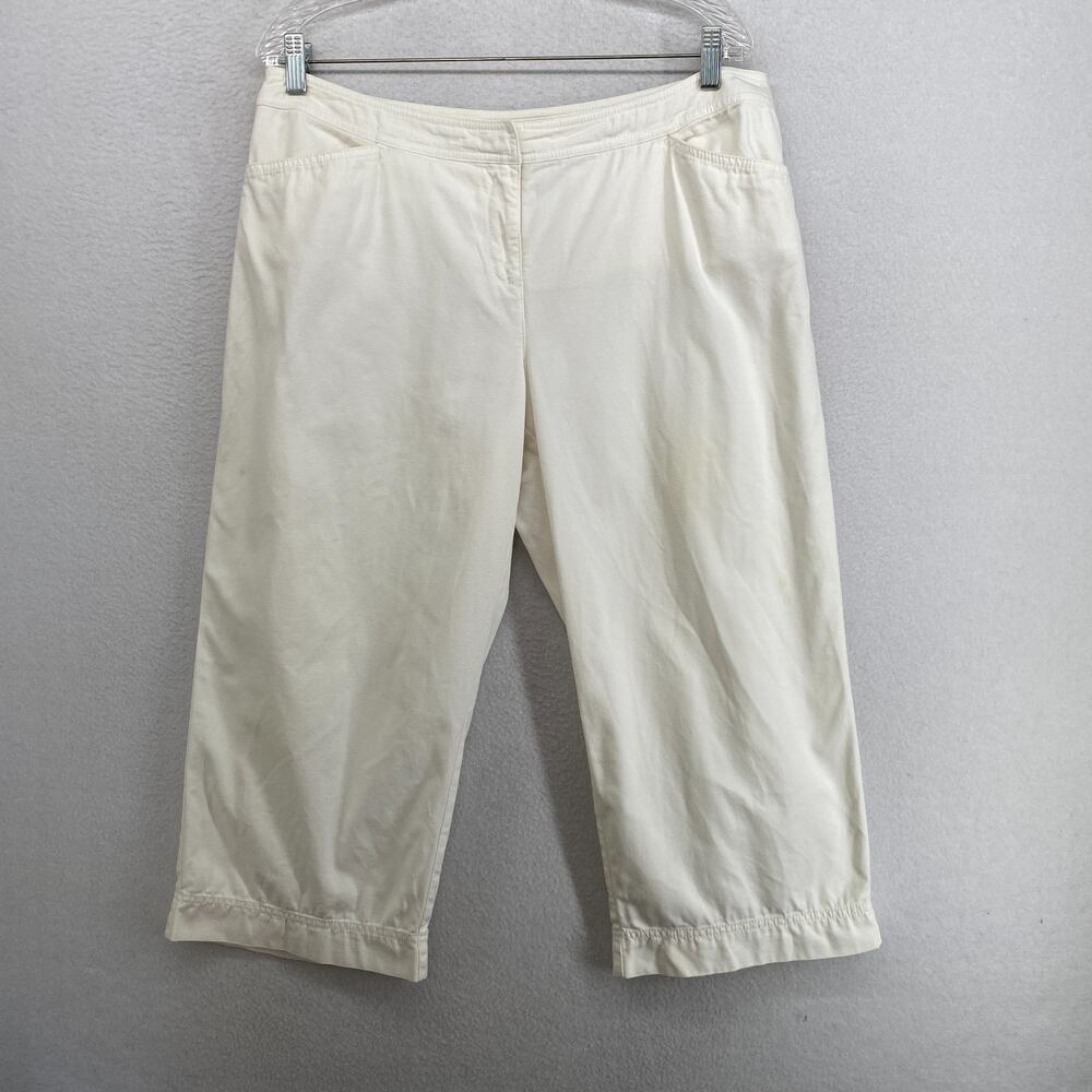 EILEEN FISHER Pants PL Organic Cotton Stretch Canvas Cropped Chino Cuffed White